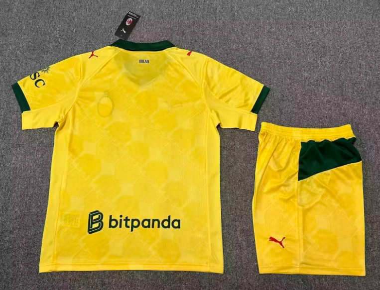 2025/2026 AC Milan Third Away Yellow Football Shirt 1:1 Kids Size