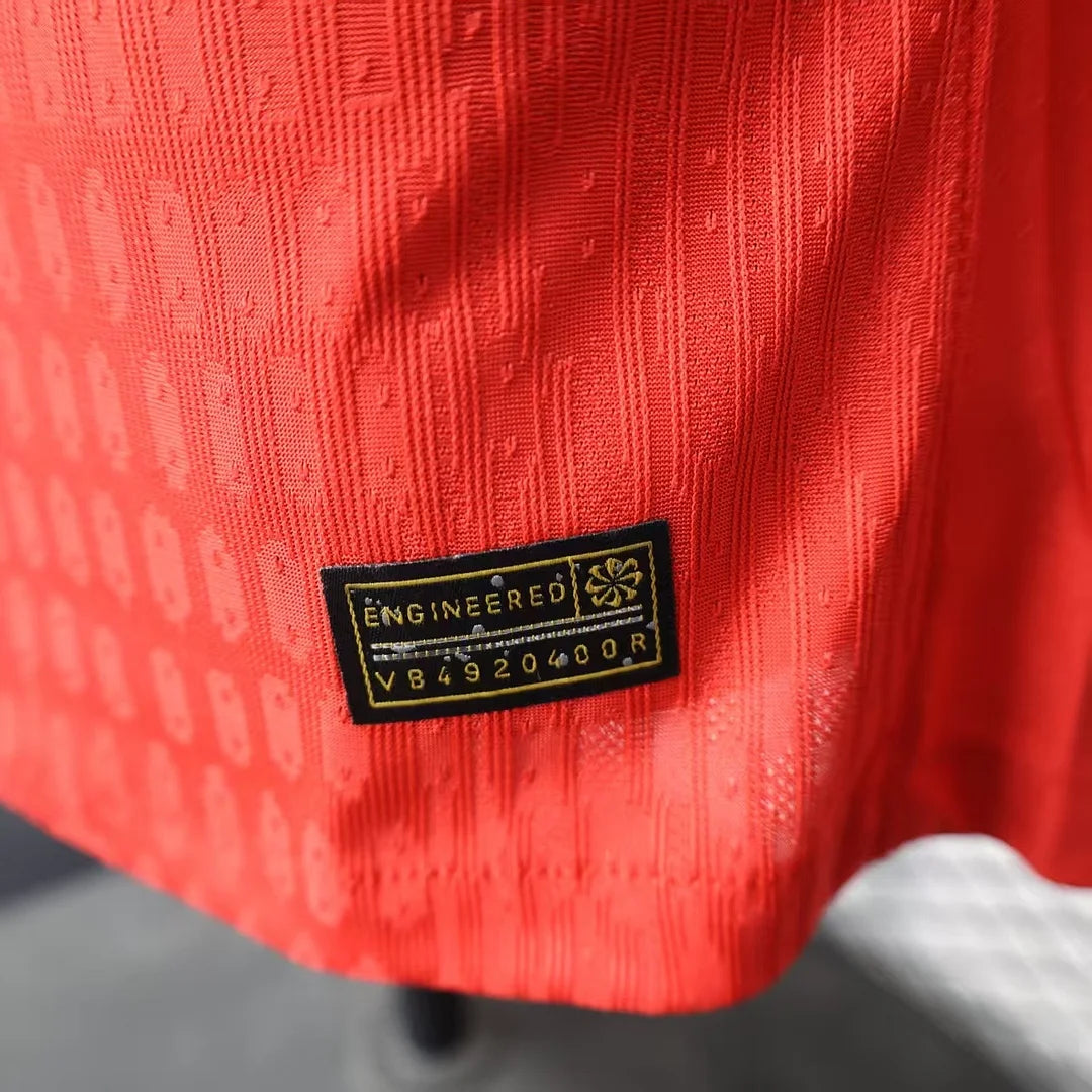 2025/2026 Long Sleeve Player Version Paris Saint-Germain Third away Red Football Shirt 1:1