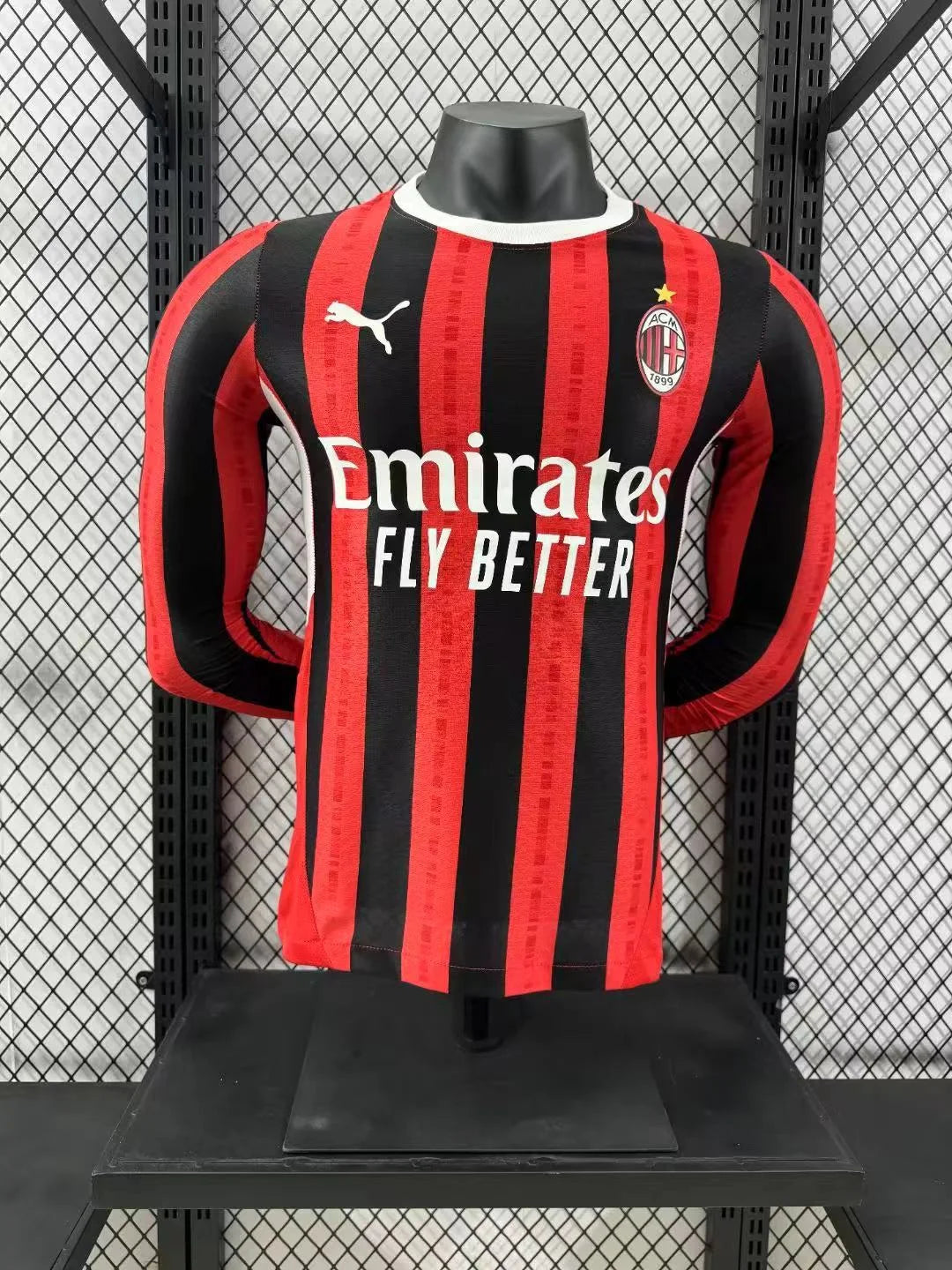 2024/2025 Player Version AC Milan Home Long Sleeve Football Shirt 1:1