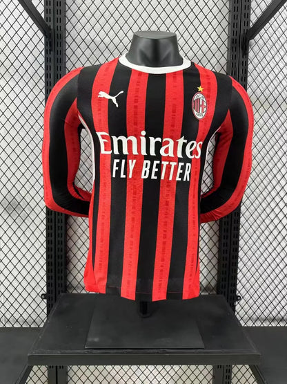 2024/2025 Player Version AC Milan Home Long Sleeve Football Shirt 1:1