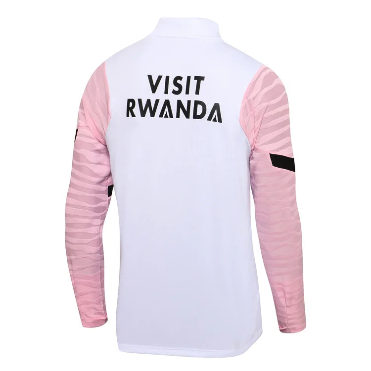 2021/2022 Psg Paris Saint-Germain Half-Pull Training Suit White and pink Set