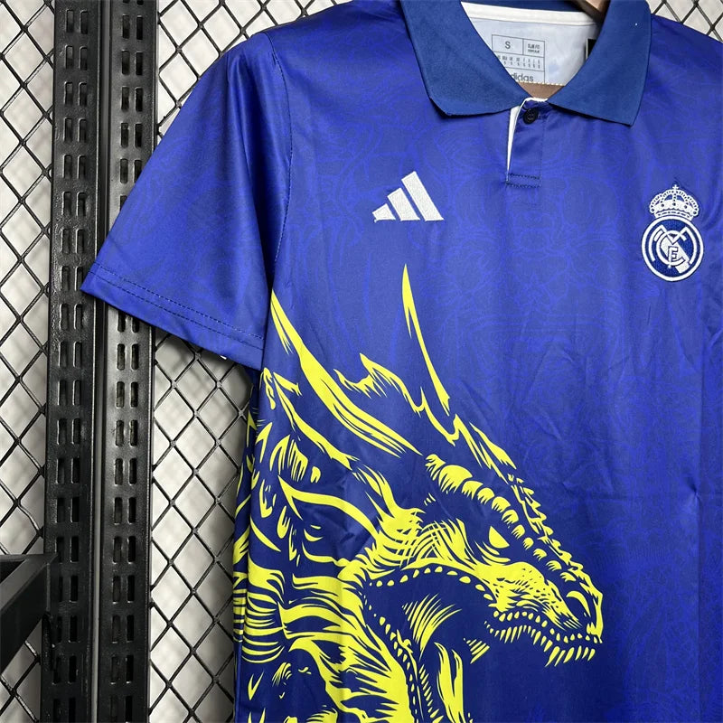 2024/2025 Real Madrid Blue Dragon pattern Special Edition Jersey