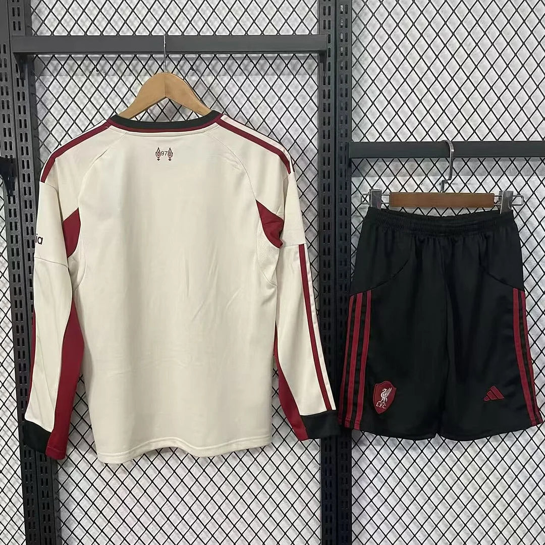 2025/2026 Long Sleeves Liverpool Away Football Jersey 1:1 Kids Size
