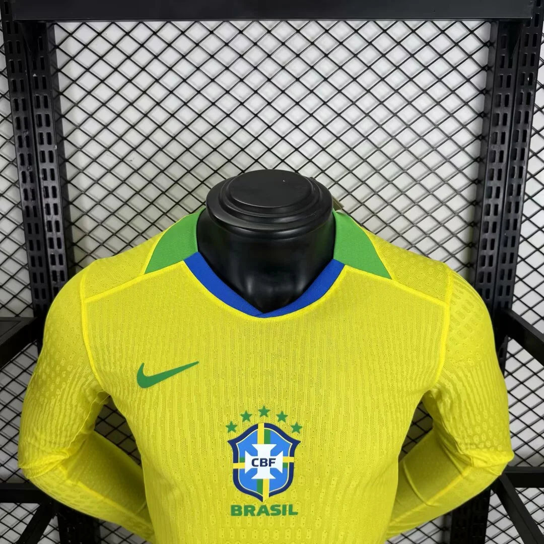2025/2026 Long sleeves Player Version Brazil Home Football Jersey 1:1