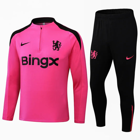 2024/2025 Chelsea Half-Pull Training Suit Pink Football Shirt 1:1 Set