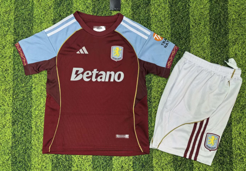 2025/2026 Aston Villa Home Football Jersey Shirt 1:1 Kids Size