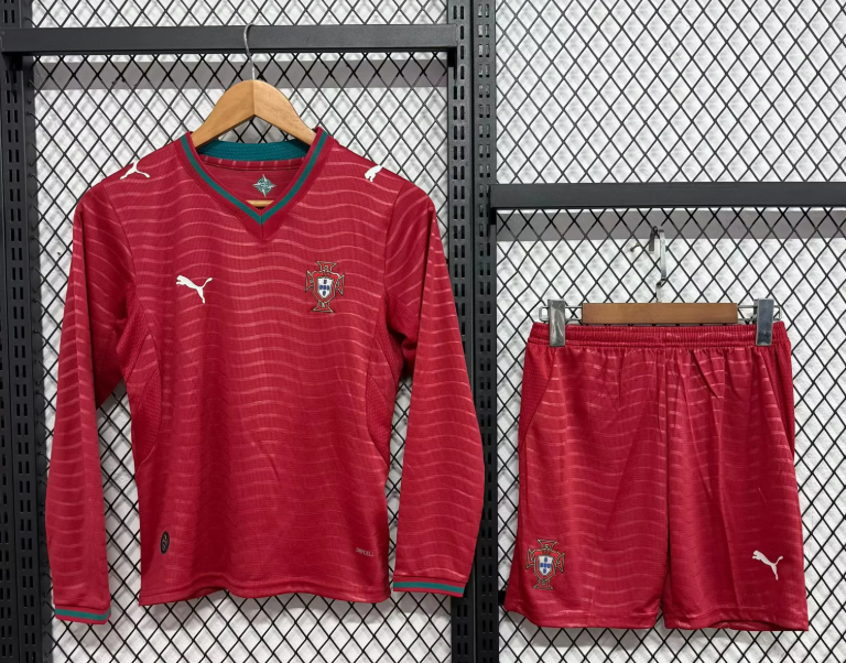 2026 Long Sleeve Portugal Home Football Shirt 1:1 Kids Size