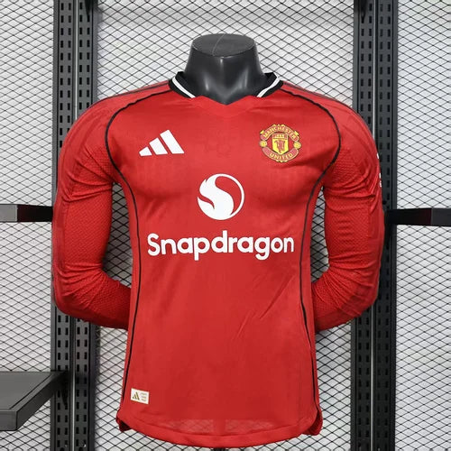 2025/2026 Long Sleeve Player Version Manchester United Home Football Shirt 1:1
