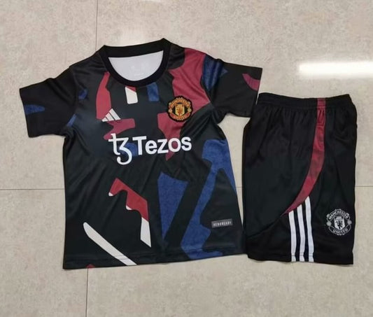 2025/2026 Manchester United Pre-Match Training Uniform football shirt 1:1 Kids Size
