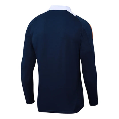 2024/2025 Real Madrid Royal blue white collar Half-Pull Training Suit Football Shirt 1:1 Set