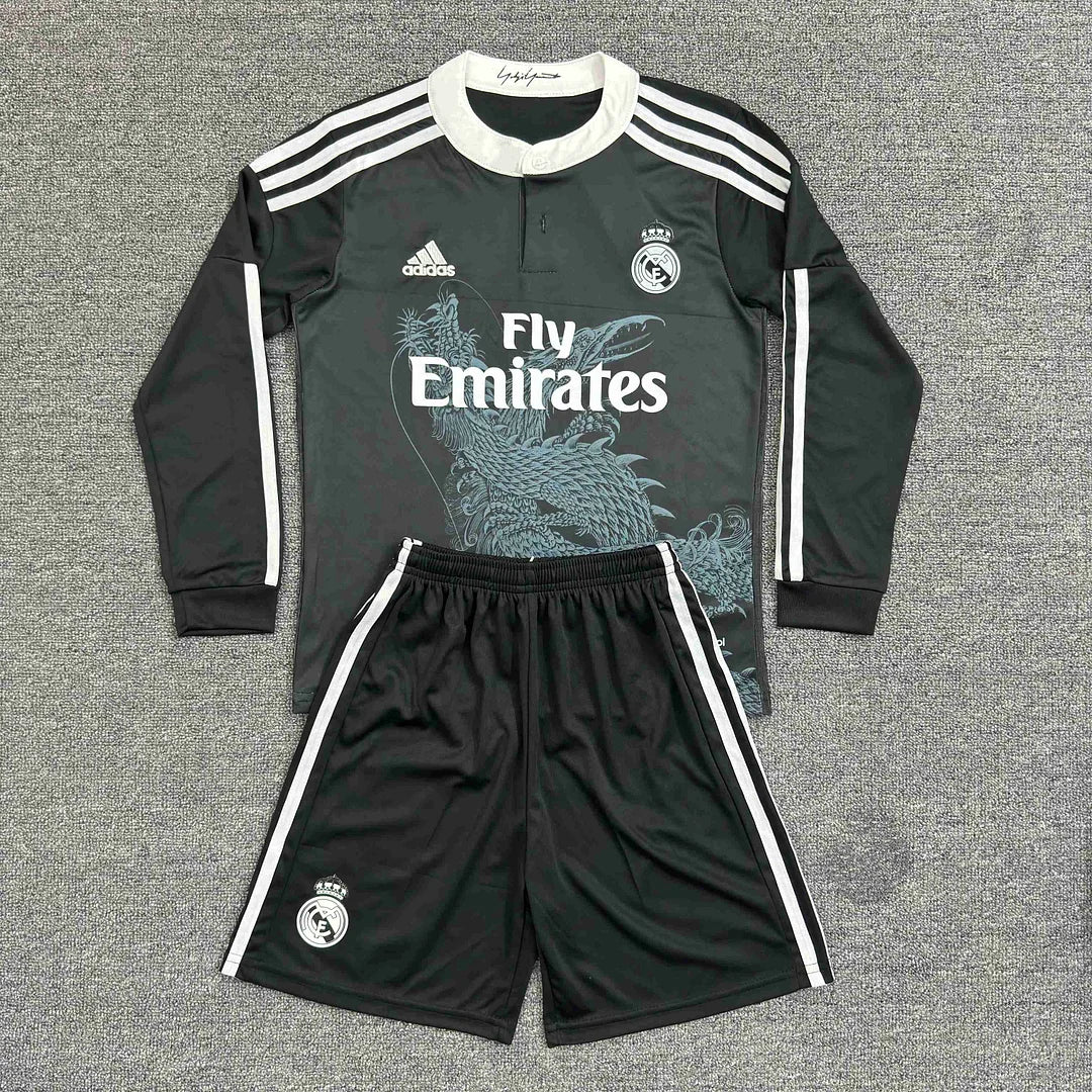 2014/2015 Retro Long Sleeve Real Madrid Third Away Football Shirt 1:1 Kids Size