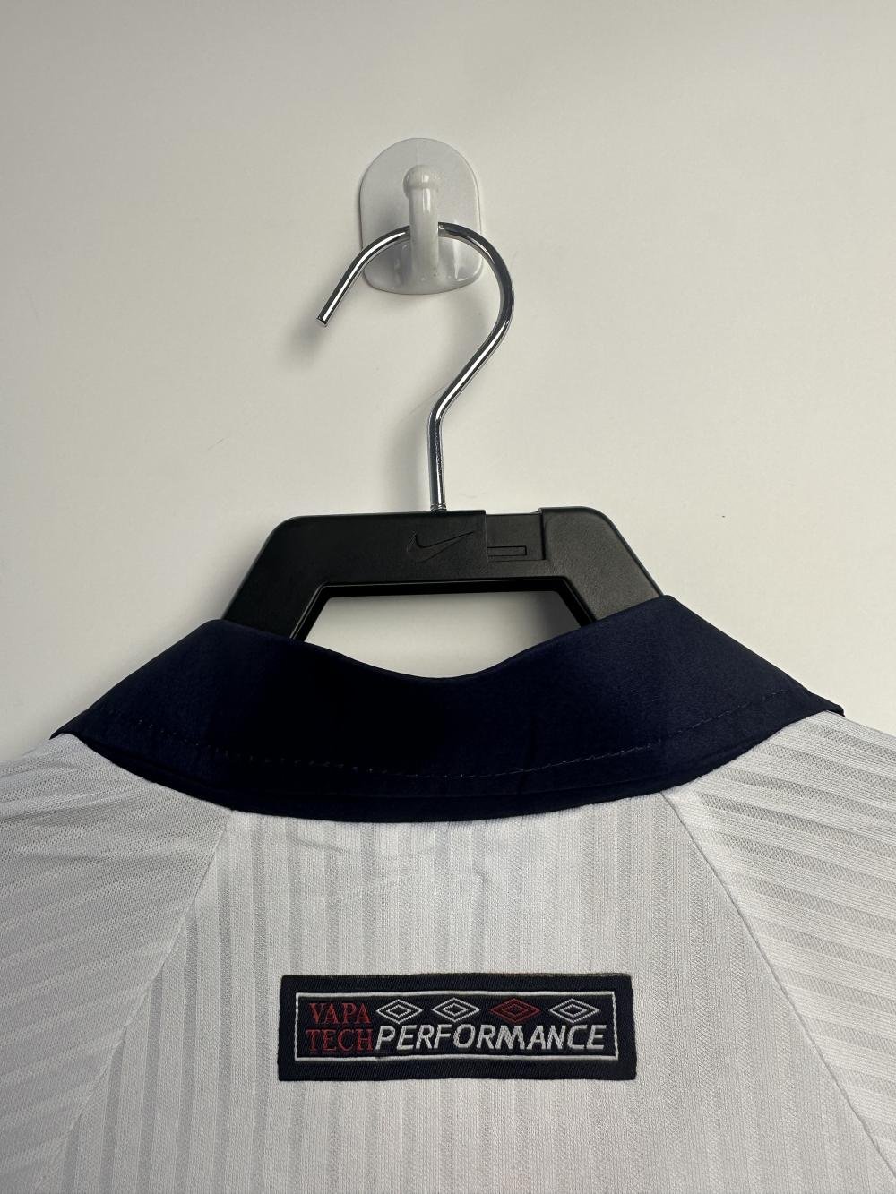 1998 Retro Long Sleeve England Home Soccer Jersey 1:1