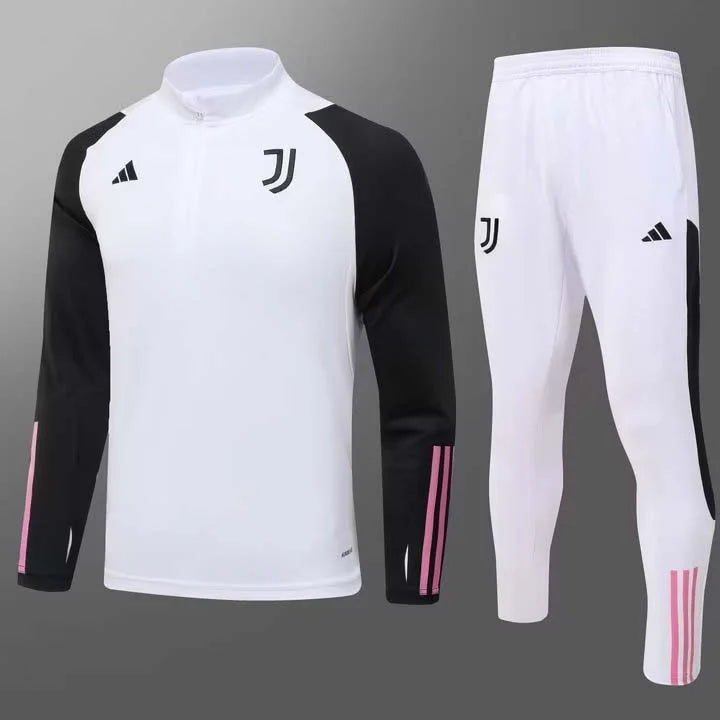 2023/2024 Juventus Half-Pull Training Suit White Football Shirt 1:1 Set