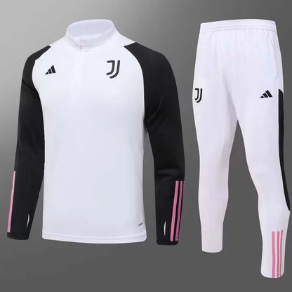 2023/2024 Juventus Half-Pull Training Suit White Football Shirt 1:1 Set