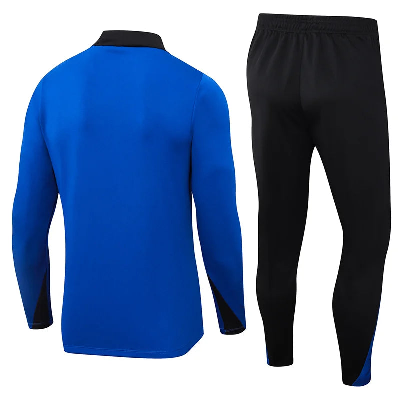 2024/2025 Barcelona Half-Pull Training Suit blue black Jersey Set