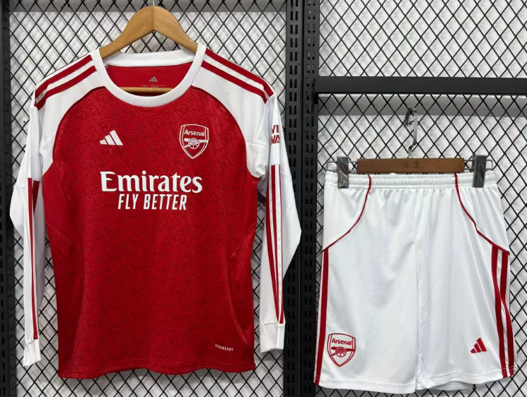 2025/2026 Long Sleeve Arsenal Football Home Shirt 1:1 Kids Size
