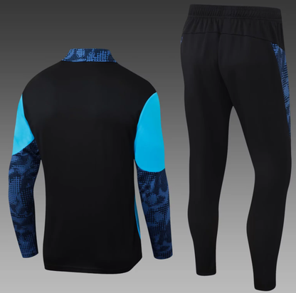 2025/2026 Olympique de Marseille Half-Pull Training Suit Blue Football Jersey Set