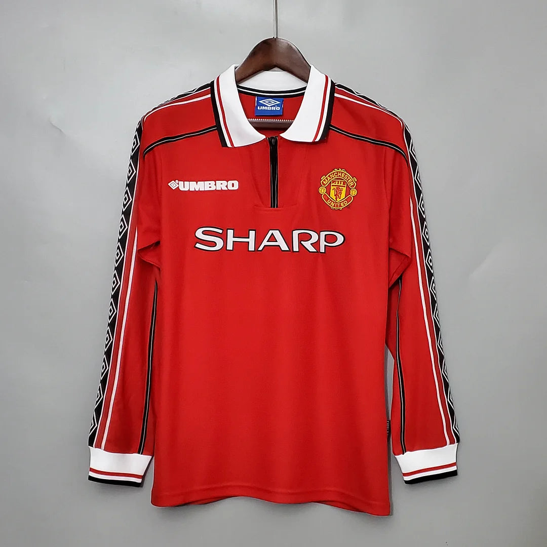1998-1999 Retro Long Sleeve Manchester United Home Football Shirt 1:1