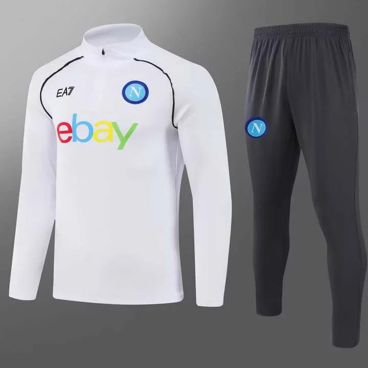 2023-2024 Napoli Half-Pull Training Suit White Football Shirt 1:1 Set