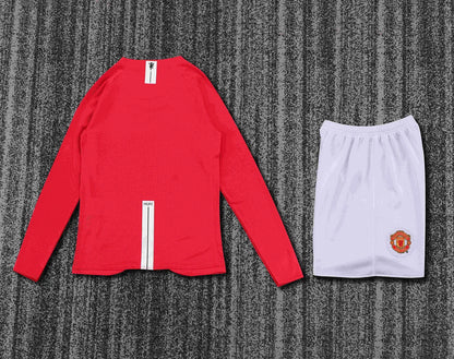 2007/2008 Retro Long Sleeve Manchester United Home Champions League Edition Football Shirt 1:1 Kids Size