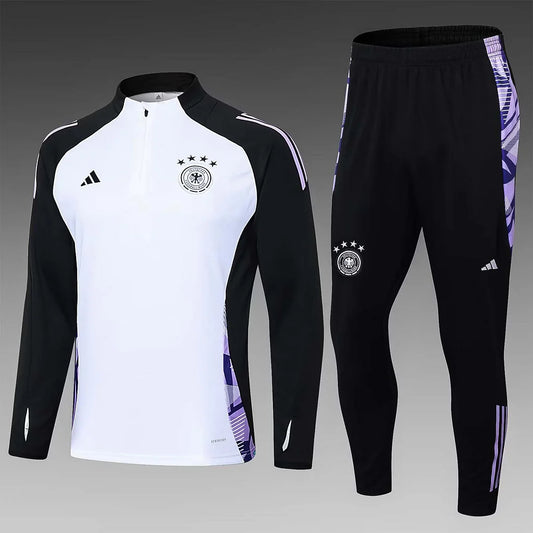 2024-2025 Germany Half-Pull Training Suit White Jersey Set