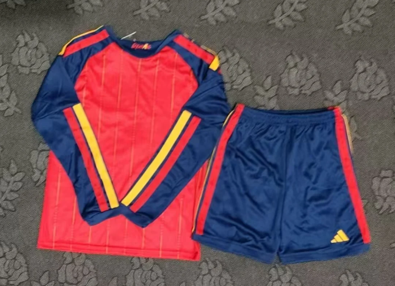 2026 Long Sleeve Spain Home Football Shirt 1:1 Kids Size