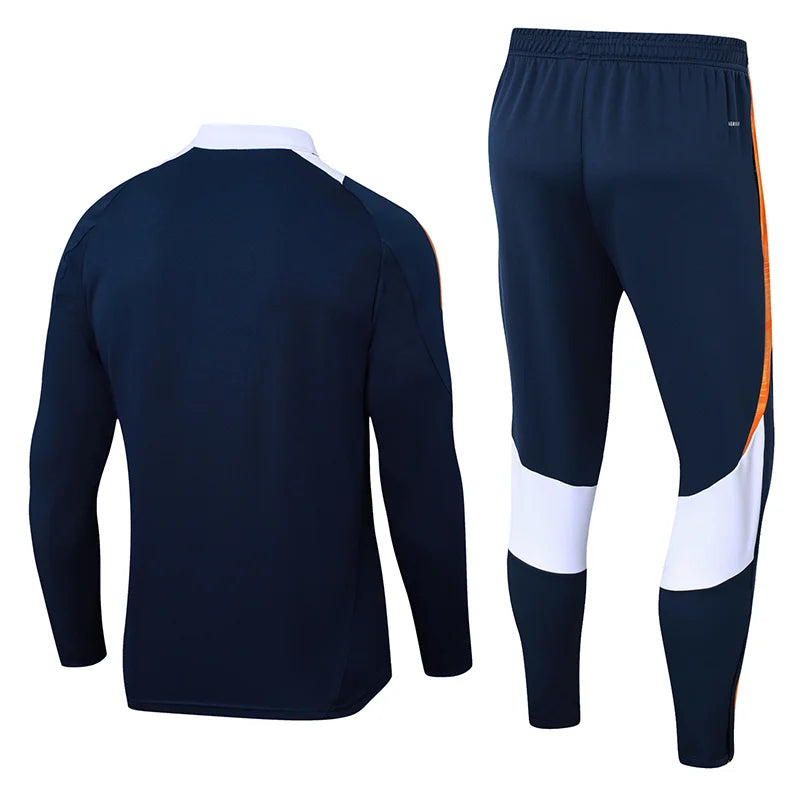 2024/2025 Real Madrid Royal blue white collar Half-Pull Training Suit Football Shirt 1:1 Set