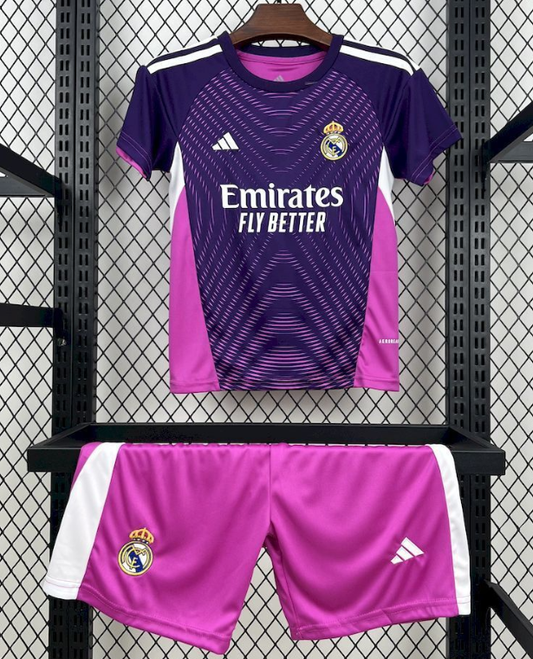 2025/2026 Real Madrid Goalie Purple Football Jersey 1:1 Kids Size
