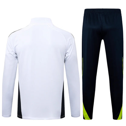 2025-2026 Real Madrid Retro White Half-Pull Training Suit Football Shirt 1:1 Set 01