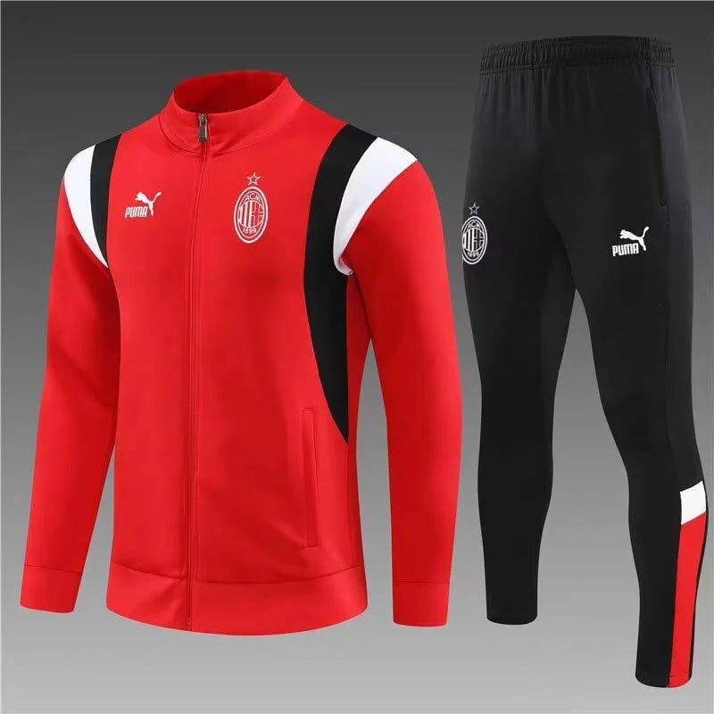 2023/2024 AC Milan Long Zipped Jacket Red Soccer Jersey 1:1 Set