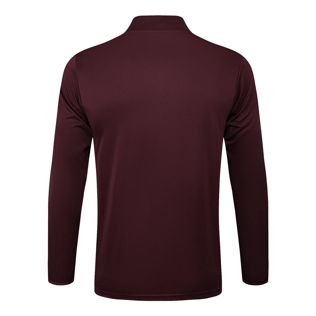 2025/2026 Bayern Munich Half-Pull Training Suit Dark Red Retro Style Football Shirt 1:1 Set