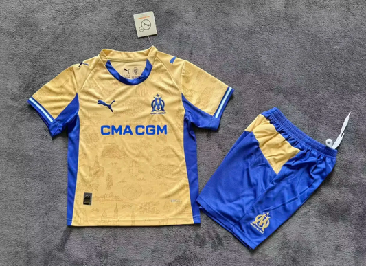 2025/2026 Olympique de Marseille Fourth Away Football Shirt 1:1 Kids Size