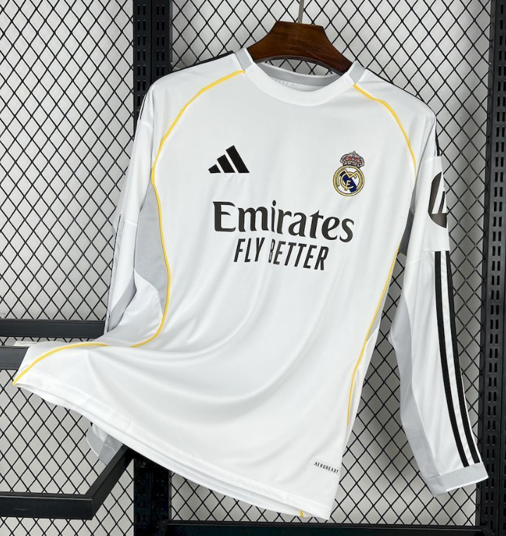 2025/2026 Long Sleeves Real Madrid Home Football Jersey 1:1