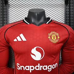 2025/2026 Long Sleeve Player Version Manchester United Home Football Shirt 1:1