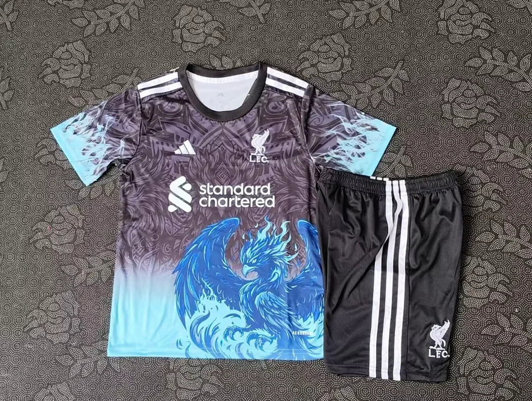 2025/2026 Liverpool Special Edition Gray and Blue Football Jersey 1:1 Kids Size