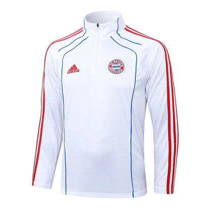 2025/2026 Bayern Munich Half-Pull Training Suit White Retro Style Football Shirt 1:1 Set