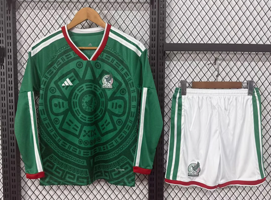 2026 Long Sleeve Mexico Home Football Jersey 1:1 Kids Size