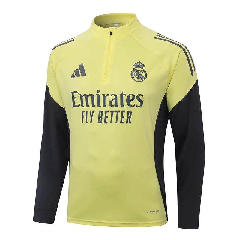 2025-2026 Real Madrid Light yellow Half-Pull Training Suit Football Shirt 1:1 Set