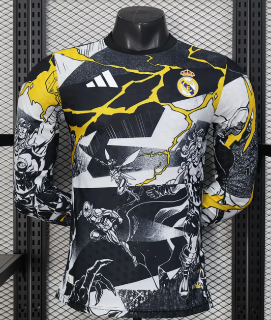 2025/2026 Long Sleeve Player Version Real Madrid Collaboration With Marvel Football Shirt 1:1
