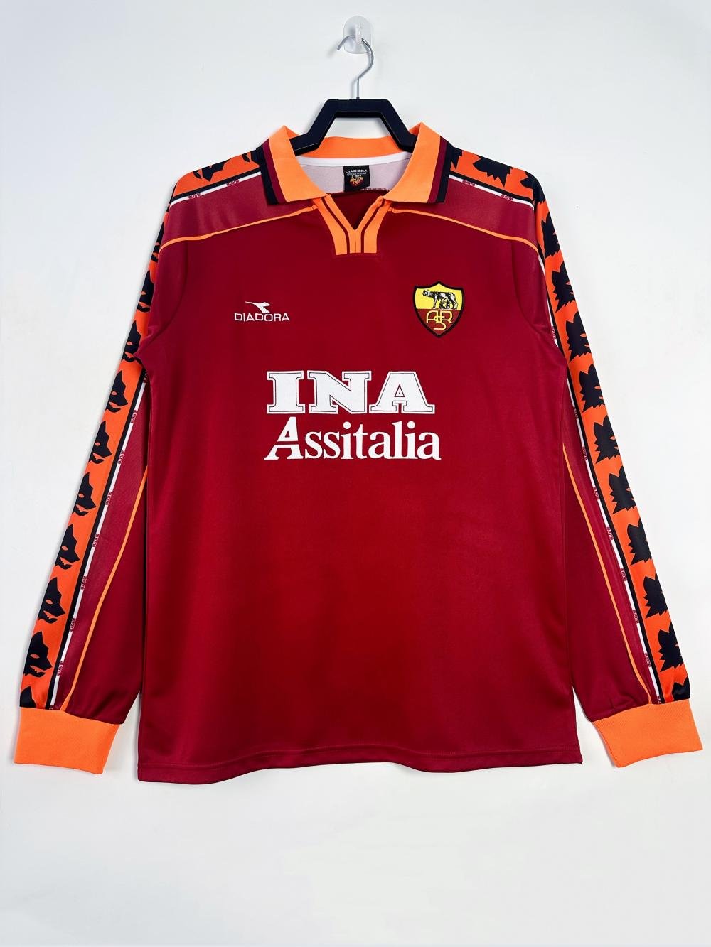 1998-1999 Retro Long Sleeve Roma Home Soccer Jersey 1:1