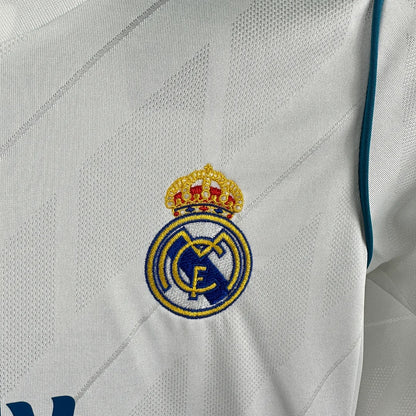 2017/2018 Retro Long Sleeve Real Madrid Home Football Shirt 1:1 Kids Size
