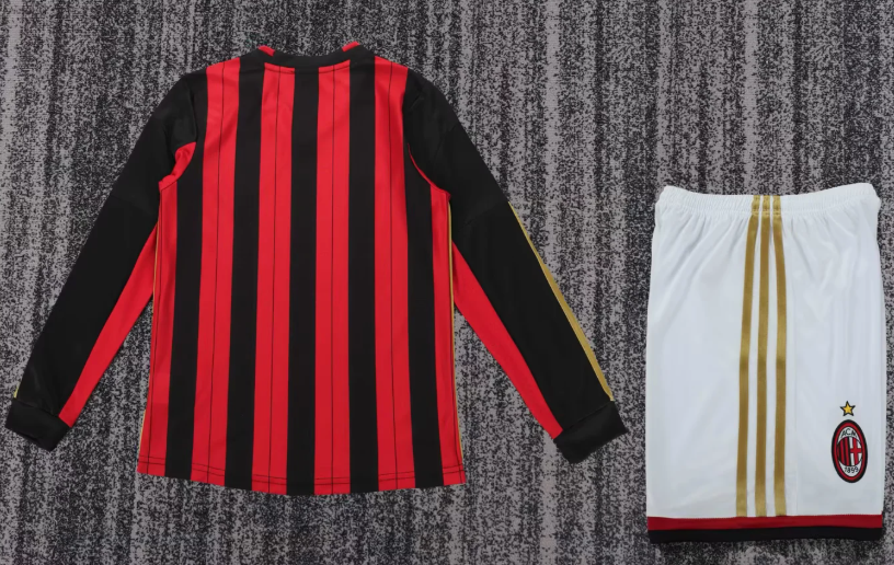 2013-2014 Retro Long Sleeve AC Milan Home Football Shirt 1:1 Kids Size
