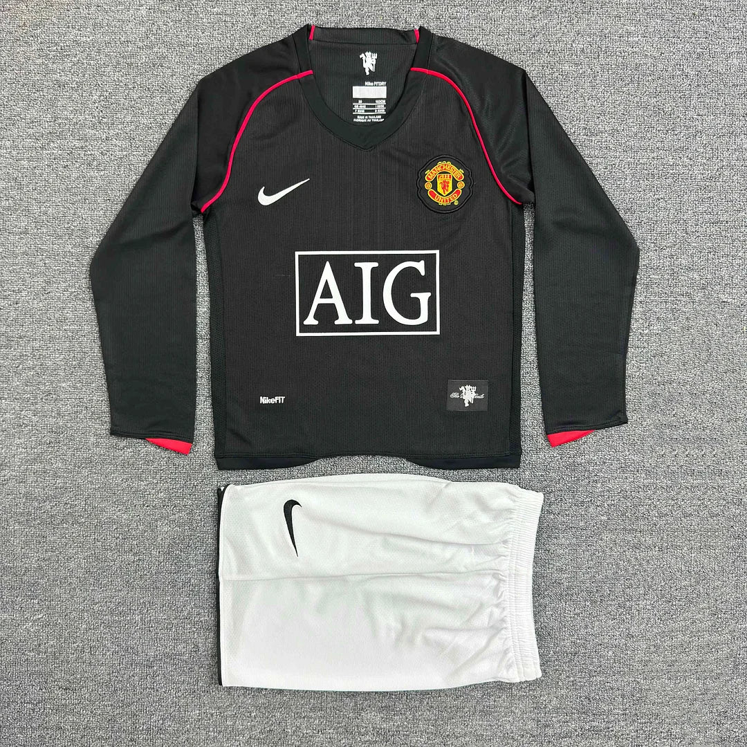 2007/2008 Retro Long Sleeve Manchester United Third Away Football Shirt 1:1 Kids Size