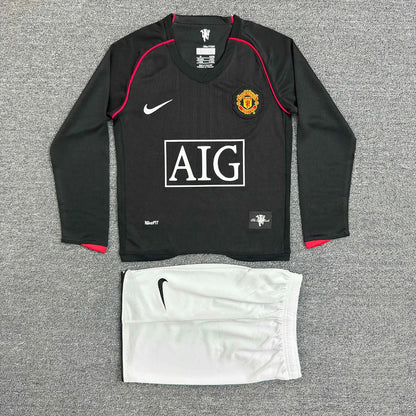 2007/2008 Retro Long Sleeve Manchester United Third Away Football Shirt 1:1 Kids Size