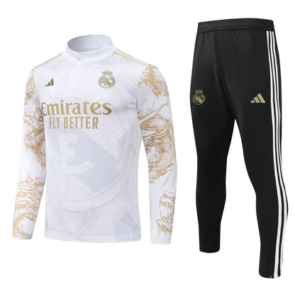 2024/2025 Real Madrid Royal White print special edition Half-Pull Training Suit Football Shirt 1:1 Set
