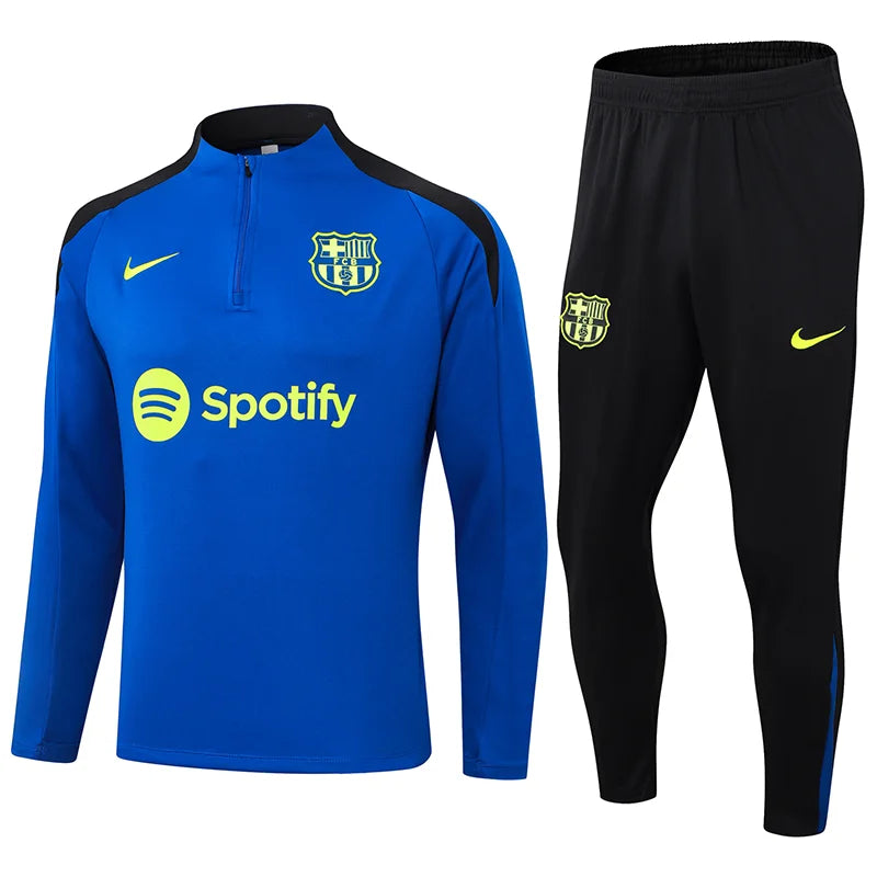 2024/2025 Barcelona Half-Pull Training Suit blue black Jersey Set