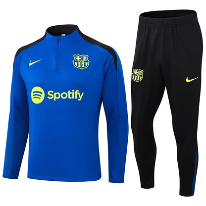 2024/2025 Barcelona Half-Pull Training Suit blue black Jersey Set