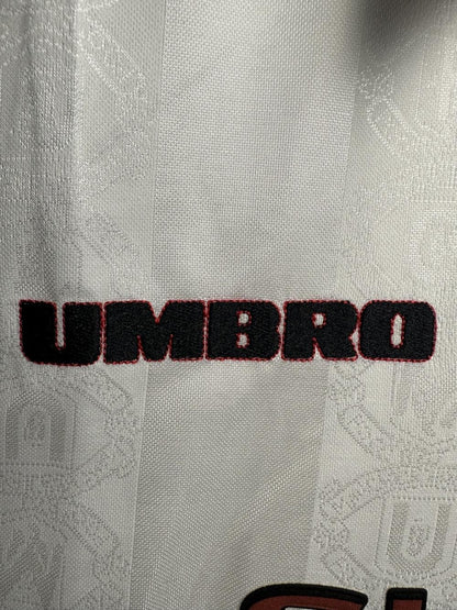 1998-1999 Retro Long Sleeve Manchester United Away White Football Shirt 1:1