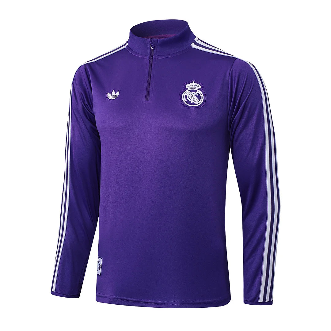 2025/2026 Real Madrid Purple Retro Edition Half-Pull Training Suit Football Shirt 1:1 Set
