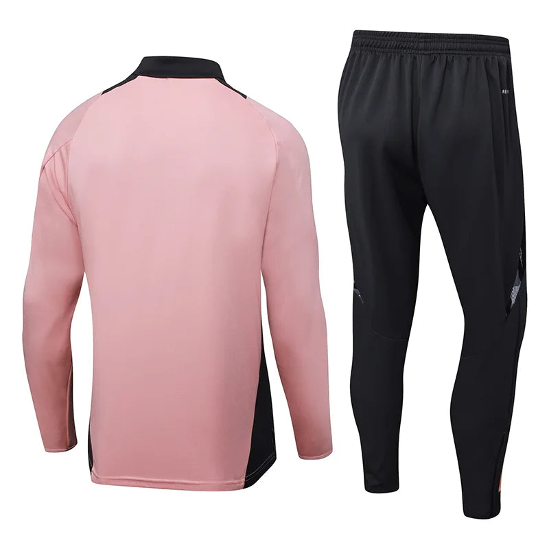 2024/2025 Real Madrid Pink Black Half-Pull Training Suit Football Shirt 1:1 Set